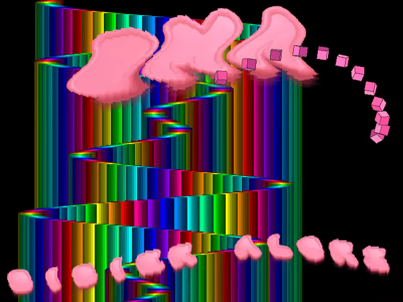 Logo Bilizir et texte déformés sur un fond multicolore